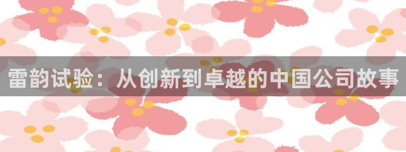 意昂体育3平台注册要钱吗：雷韵试验：从创新到卓越的中国公司故